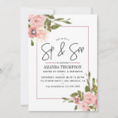 水彩フローラ赤面とバラ金ゴールドsipと参照 招待状 (正面)