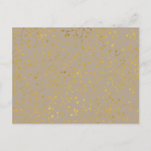 水彩フローラ赤面バラボホ結婚の金ゴールド 案内ポストカード (裏面)