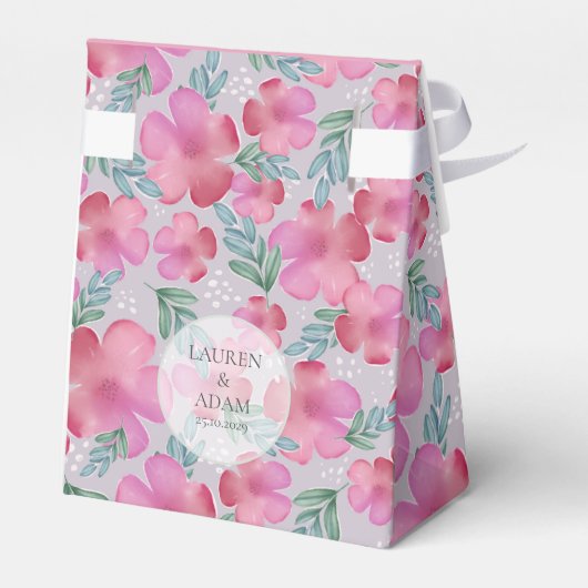 水彩フローラ赤面ピンクサンキュー結婚ズ フェイバーボックス (裏面サイド)