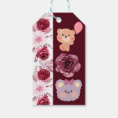 水彩フローラ赤面ピンクバーガンディ赤ちゃんシャワー ギフトタグ (裏面)
