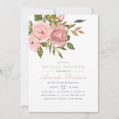 水彩フローラ赤面ピンクブライダルシャワー招待状 招待状 (正面)
