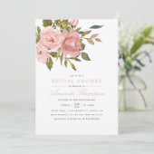 水彩フローラ赤面ピンクブライダルシャワー招待状 招待状 (スタンド正面)