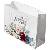 水彩フローラ赤面ピンクブライダルシャワー ラージペーパーバッグ (裏面アングル)