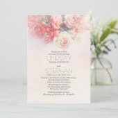 水彩フローラ赤面ピンクリハーサルディナー 招待状 (スタンド正面)