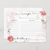 水彩フローラ赤面ブライダルシャワーレシピカード (正面/裏面)