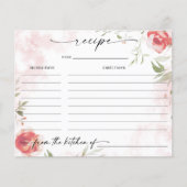 水彩フローラ赤面ブライダルシャワーレシピカード (正面)