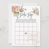 水彩フローラ赤面及びバラ金ゴールドブライダルビンゴ 招待状 (正面)