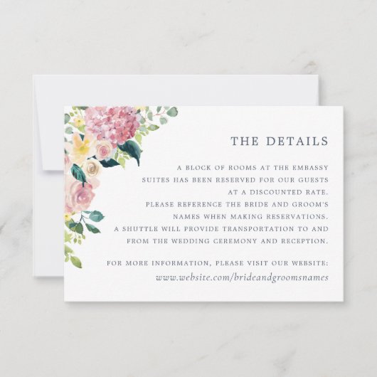 水彩フローラ赤面緑のエレガント詳細 招待状 (正面)