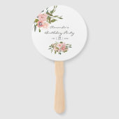 水彩フローラ赤面&バラ金ゴールド誕生日パーティー ハンドファン (正面)