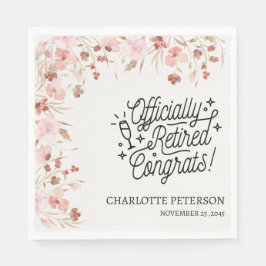 水彩フローラ退職パーティーナプキン スタンダードランチョンナプキン
