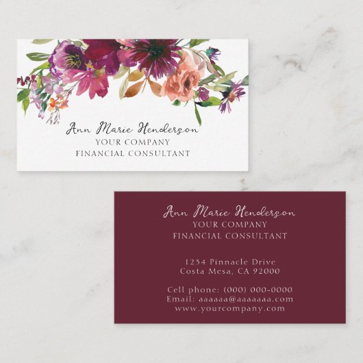 水彩フローラ野花 名刺 (正面/裏面)