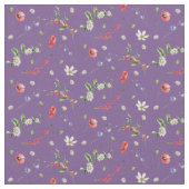 水彩フローラ野草模様 ファブリック (クローズアップ)