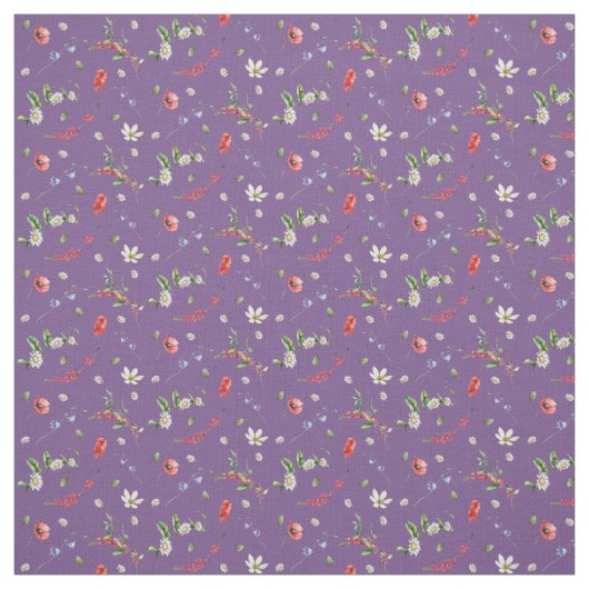 水彩フローラ野草模様 ファブリック (見本)