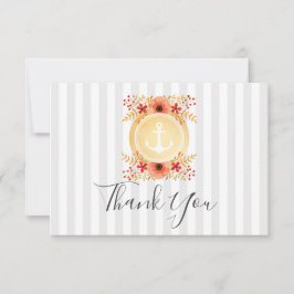 水彩フローラ金ゴールドいかりサンキューカード 招待状