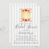 水彩フローラ金ゴールドいかりブライダルシャワー 招待状 (正面/裏面)