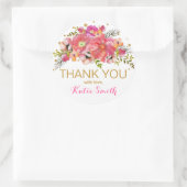 水彩フローラ金ゴールドグリッターサンキューラベル ラウンドシール (バッグ)