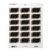 水彩フローラ金ゴールドグリッターストライプ白黒 ラベル (フルシート)