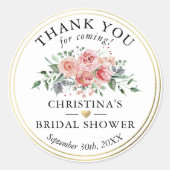 水彩フローラ金ゴールドブライダルシャワーありがとう ラウンドシール (正面)