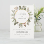 水彩フローラ金ゴールド円アイボリー結婚ズ 招待状 (スタンド正面)