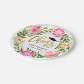 水彩フローラ金ゴールド応援カスタム卒業 ペーパープレート (アングル)