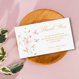 水彩フローラ金ゴールド感謝してい赤ちゃんシャワー ノートカード