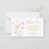 水彩フローラ金ゴールド感謝してい赤ちゃんシャワー ノートカード (正面)
