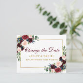 水彩フローラ金ゴールド日付の変更 ポストカード (スタンド正面)