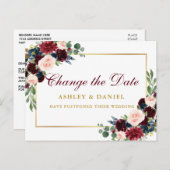 水彩フローラ金ゴールド日付の変更 ポストカード (正面/裏面)