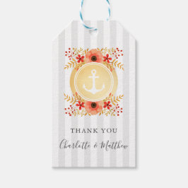 水彩フローラ金ゴールド結婚いかりサンキュー ギフトタグ