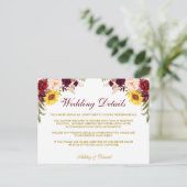 水彩フローラ金ゴールド結婚の詳細挿入カード ポストカード (スタンド正面)