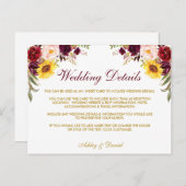 水彩フローラ金ゴールド結婚の詳細挿入カード ポストカード (正面/裏面)