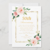 水彩フローラ金ゴールド結婚額縁日 招待状 (正面)