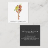 水彩フローラ鍵不動産鑑定士 スクエア名刺 (正面/裏面)