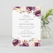 水彩フローラ開花紫結婚式招待状 招待状 (スタンド正面)
