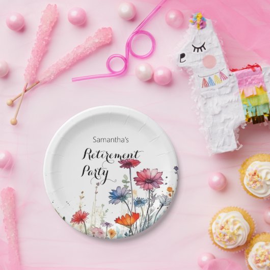 水彩フローラ除エレガント去パーティー ペーパープレート (パーティー)