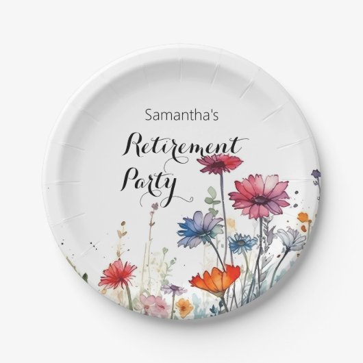 水彩フローラ除エレガント去パーティー ペーパープレート (正面)