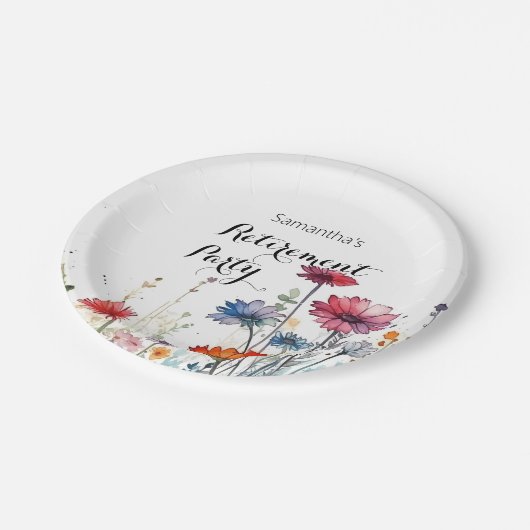 水彩フローラ除エレガント去パーティー ペーパープレート (アングル)