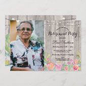 水彩フローラ除素朴去パーティー写真 招待状 (正面/裏面)