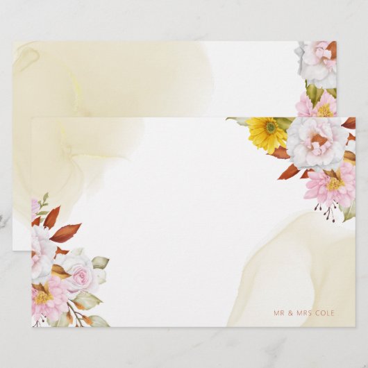 水彩フローラ離れ 便箋 (正面/裏面)