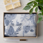 水彩フローラ青ヴィンテージスクリプトの切り離し 薄葉紙 (ギフト)