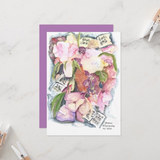 水彩フローラ音楽の議題 招待状 (正面/裏面インサイチュ)