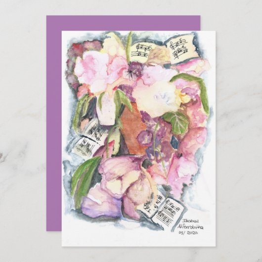 水彩フローラ音楽の議題 招待状 (正面/裏面)