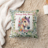 水彩フローラ馬ベビーシャワー クッション (ブランケット)