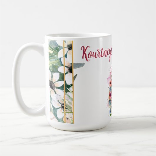 水彩フローラ馬ベビーシャワー コーヒーマグカップ (左)