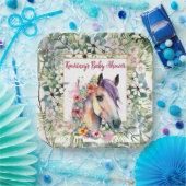 水彩フローラ馬ベビーシャワー ペーパープレート (パーティー)