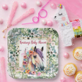 水彩フローラ馬ベビーシャワー ペーパープレート (パーティー)