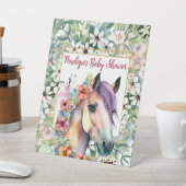 水彩フローラ馬ベビーシャワー 台座サイン (インサイチュ)