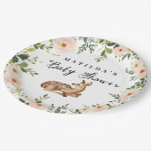 水彩フローラ鹿の森の赤ちゃんシャワーパーティー ペーパープレート (アングル)