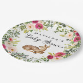 水彩フローラ鹿の森の赤ちゃんシャワーパーティー ペーパープレート (アングル)