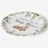 水彩フローラ鹿林地のベビーシャワーパーティー ペーパープレート (アングル)